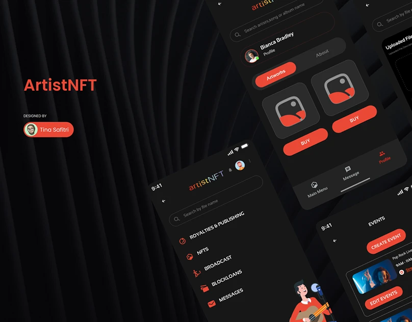 ArtistNFT dApps UI/UX redesign screens